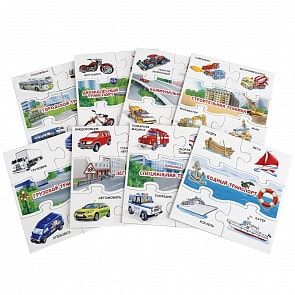 Развивающая игра Ассоциации – Пазлы. Транспорт, 8 пазлов, 40 карточек (Умка, 4690590137987)