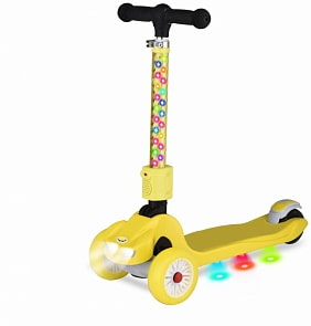 Самокат трехколесный светящиеся фары, PU колеса со светом, регулируемый складной руль, звук (Navigator, Т15365К)