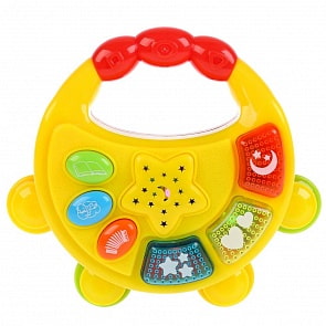 Бубен музыкальный с проектором 3 сказки, 5 потешек, 5 колыбельных песен, свет (Умка, B1576450-R-N) (ассортимент)