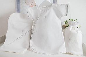 Крестильный набор для мальчика – Павел, 3 предмета, белый/серебро, 0-3 месяца (Makkaroni Kids, 00-0013577_Белый/серебро, 0-3 мес)