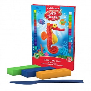 Пластилин ArtBerry с Алоэ Вера, 16 цветов/288 г, со стеком (Erich Krause, 41764EK)