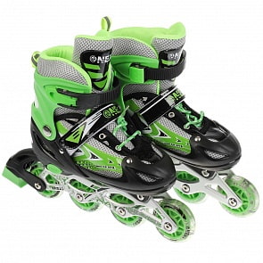 Раздвижные ролики Next со светом размер 34-37 в сумке зеленые (Next, G21902-34-37-GREEN)