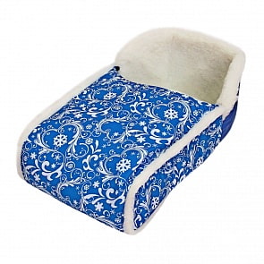 Утеплитель меховой для санок, универсальный, с конвертом для ног на молнии, синий (RT, 7021RT)