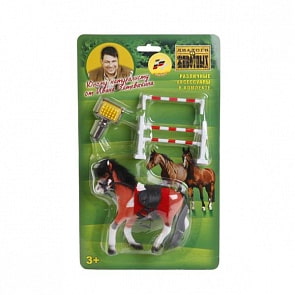 Лошадь 10 см, флокированное покрытие с аксессуарами (Играем вместе, 3037R)