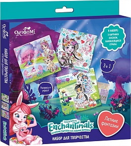 Набор для творчества 3в1 из серии Энчантималс – раскраски со стразами Летние фантазии (Оригами, 04872)