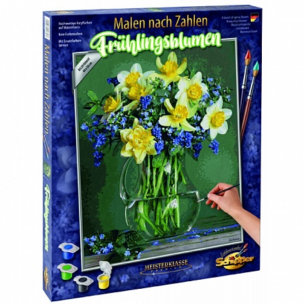 Картина для раскрашивания по номерам - Букет весенних цветов, 40 х 50 см 