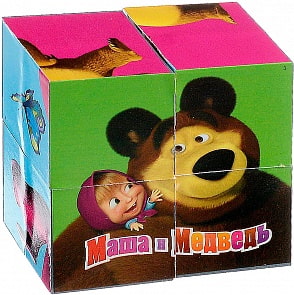 4 развивающих кубика - Маша и медведь (Играем Вместе, 01318sim)