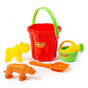 Набор №364: ведро-цветок большое, лопатка №5, 2 формочки, лейка малая №4 (Полесье, 36476)