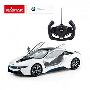 Машина на радиоуправлении 1:14 BMW i8 Open door by controller, цвет белый (Rastar, 71000W)