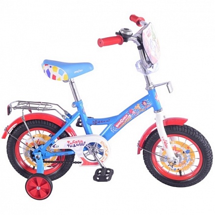 Велосипед детский 12' из серии Фиксики gw-тип, багажник, страховочные колеса, звонок, вставки, сине-красный 