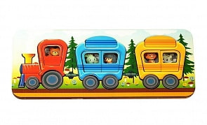 Развивающая деревянная доска – Веселый паровозик, 28 деталей (Нескучные игры, 7950)