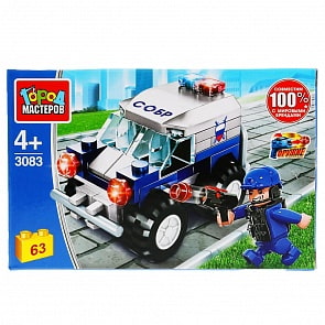 Конструктор - Джип спецназа, с фигуркой, 63 детали (Город мастеров, 3083-PZ)