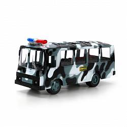 Инерционный автобус ПАЗ - ОМОН со светом и звуком (Технопарк, X600-H11017-R) - миниатюра