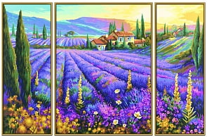Раскраска по цифрам Триптих: Лавандовые поля (Schipper, 9260604)