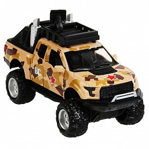 Машина - Пикап с пушкой, 13 см, свет-звук инерционный механизм, милитари (Технопарк, FY708-13SLMIL-BN)