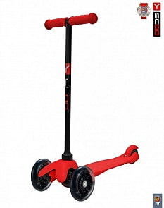 Самокат mini A-5 Shine, красный, со светящими колесами (Y-SCOO, 4897RT)