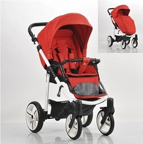 Детская прогулочная коляска Nico, красная, шасси белая/BIA (Bebetto, WB142_SL141)