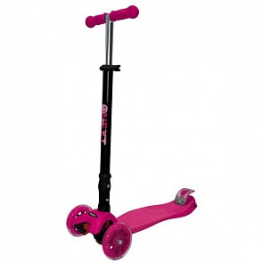 Трехколесный складной самокат – Next, светящиеся колеса 12 и 7,6 см, розовый (Next, S017-PINKsim)