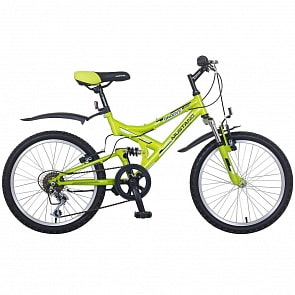 Велосипед подростковый 20" mtb groove 1200, двухподвес, 6 скоростей, салатово-черный (Mustang, ST20046-GR)