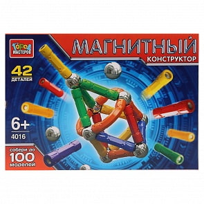 Конструктор магнитный - Палочки и шарики, 42 детали (Город мастеров, DT-4016-R)