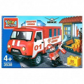 Конструктор серии УАЗ - Пожарная служба с фигуркой, 80 деталей (Город мастеров, SB-3538)