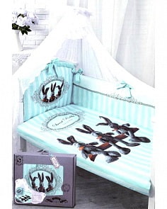 Комплект в кроватку – Sweet Rabbit, 7 предметов, голубой (Золотой Гусь, 1712-z)