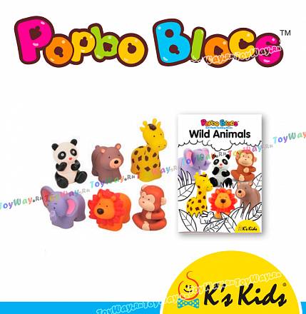 Мягкий конструктор "Дикие животные" серия Popbo Blocs 