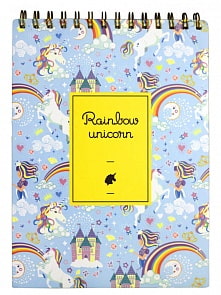 Скетчбук - Единорог Радужный с кольцами формат А4, цвет – голубой (Михи Михи, MM06673)