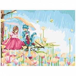 Раскраски по номерам - Картина Первое объяснение, 30 х 40 см. (Белоснежка, 033-CE)