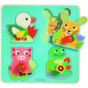 Деревянная рамка-вкладыш - Крок-морковка (Djeco, 01048)