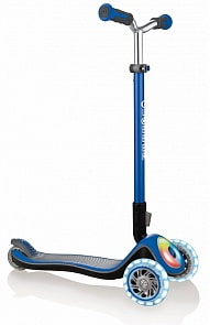 Трехколесный самокат Globber Elite Prime, синий, свет (Globber, 444-800)