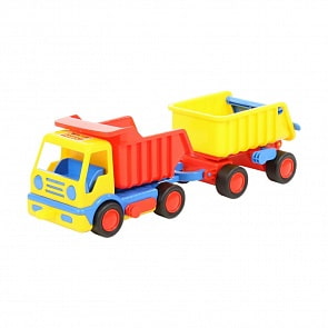 Автомобиль-самосвал Базик с прицепом, в коробке (Полесье, 37664) (ассортимент)