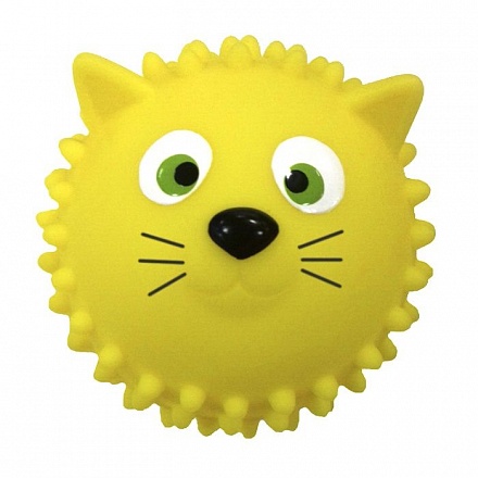 Мяч массажный – Кошка, 8,5 см, желтый 