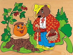 Деревянный пазл в рамке - Колобок и медведь (Wooden Toys, D105)