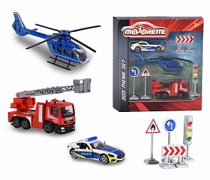 Набор серии SOS, 3 техники и знаки (Majorette, 2058585)