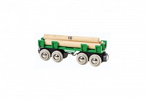Вагон с бревнами, 4 элемента, 12 х 3,4 х 4,5 см. (Brio, 33696)