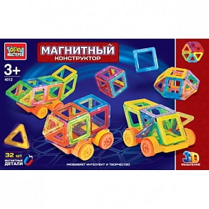 Магнитный конструктор Город Мастеров, 32 мини-детали (Город Мастеров, XB-4012-Rsim)