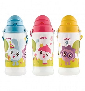 Поильник в комплекте с трубочкой – Малышарики, 360 мл (Lubby, 20911/144/12) (ассортимент)