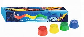 Краски пальчиковые Hot Wheels, 4 цвета со штампами, 25 мл (Centrum, 89093)