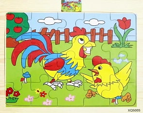 Пазл деревянный – Петушок (Junfa Toys, XQ5005)
