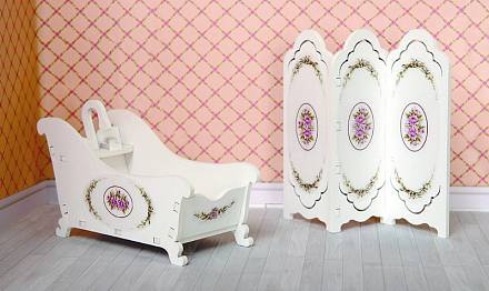 Набор мебели для кукольного дома - Ванная комната: ванна, ширма, коллекция Прованс 