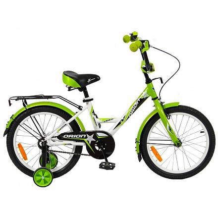 Двухколесный велосипед Lider Orion диаметр колес 18 дюймов, белый/зеленый 