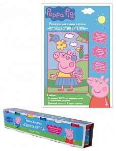 Набор для творчества ТМ Свинка Пеппа 2 в 1 - Тесто для лепки. Роспись цветным песком (Росмэн, 34676)