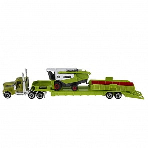 Сельхозтягач с прицепом 27 см с 2 машинками 7,5 см, металл (Технопарк, 82014-2R)