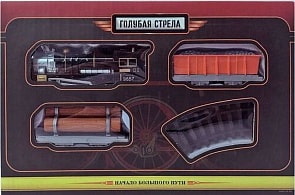 Железная дорога из серии Голубая стрела - Грузовой поезд, 145 см., паровоз, 2 вагона (Shantou Gepai, 87304)