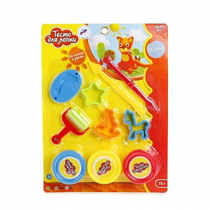 Набор - Тесто для лепки, 3 цвета, формочки, аксессуары (Multiart, B649464-PD)