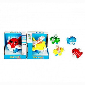 Самолетик металлический, инерционный, 4 вида, размер 9,8 x 9,5 x 8,5см. (L668-1)