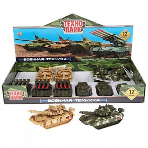 Металлическая модель Военная техника 12 см подвижные детали инерционная 4 вида (Технопарк, SB-19-28-DB) (ассортимент)