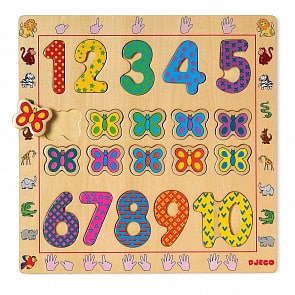 Деревянная рамка-вкладыш от 1 до 10 (Djeco, 01801k)