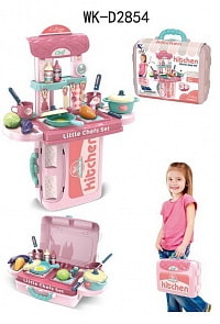 Чемоданчик-трансформер Кухня маленького шеф-повара, розовая (Junfa Toys, 008-971A)